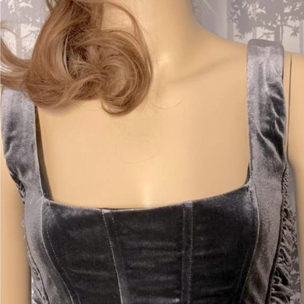 Brand new…. Luxurious Grey Velvet Corset size small